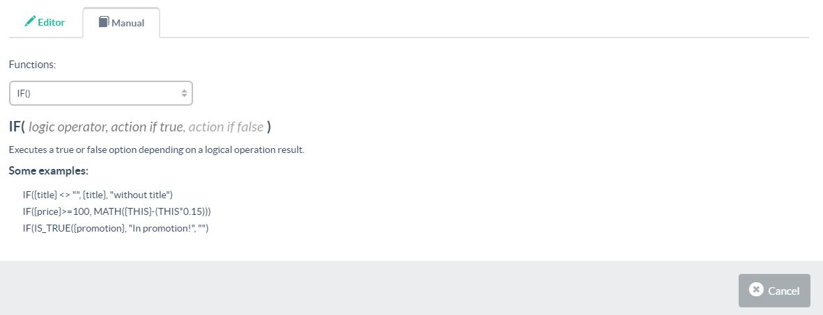 The Formulas Manual, easily accessible when editing a formula