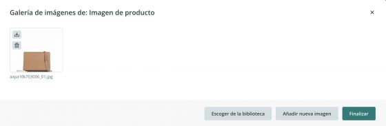 Gestión imágenes en el formulario del producto
