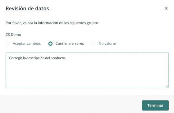 Corrección en un campo de un workflow