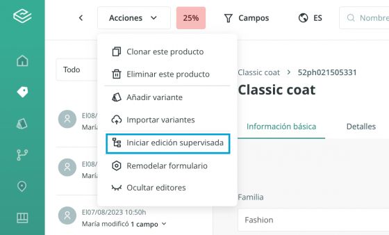 Iniciar edición supervisada
