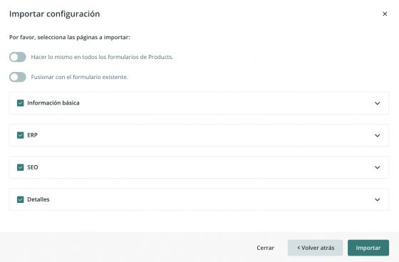 Importación de configuración