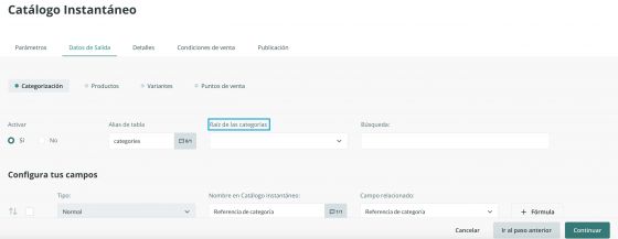 Raíz de las categorías