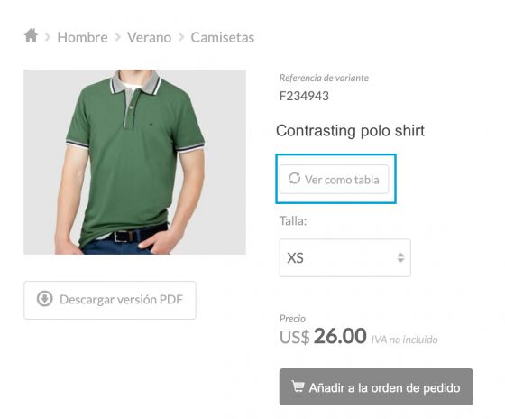 Opción de ver como tabla