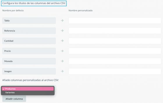 Añadir columnas personalizadas al archivo CSV