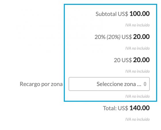 Cargos aplicados en la compra