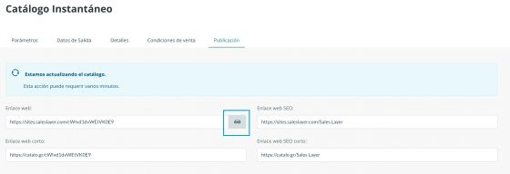URL del catálogo creado