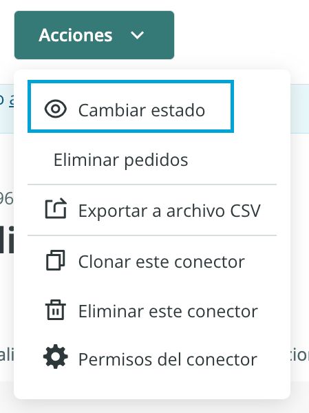 Opción de cambiar estado de los pedidos