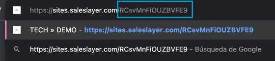 URL del catálogo