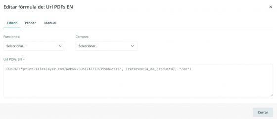 Editar fórmula de URL PDFs