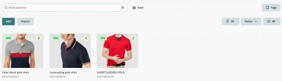 Searching for products when preparing to create tags