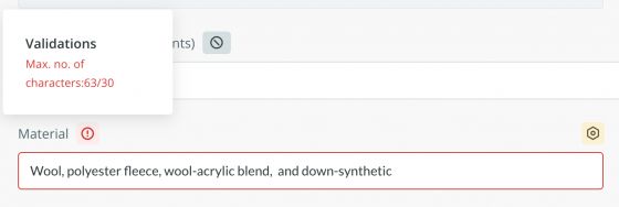 Example of validation in a field
