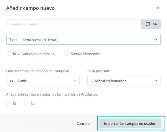 Importar campos no usados de forma masiva