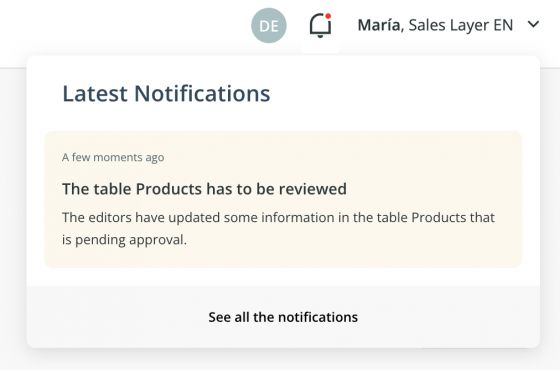 Notification of table to be reviewed 