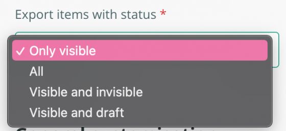 Export items with status