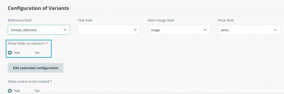 Show field as selectors