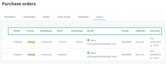 Purchase orders