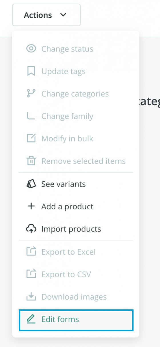 Edit Forms in Products