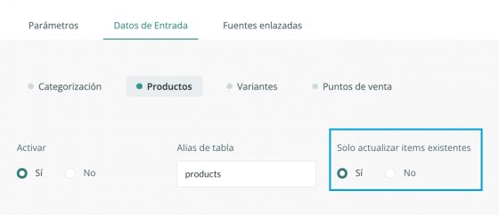 solo actualizar ítems existentes