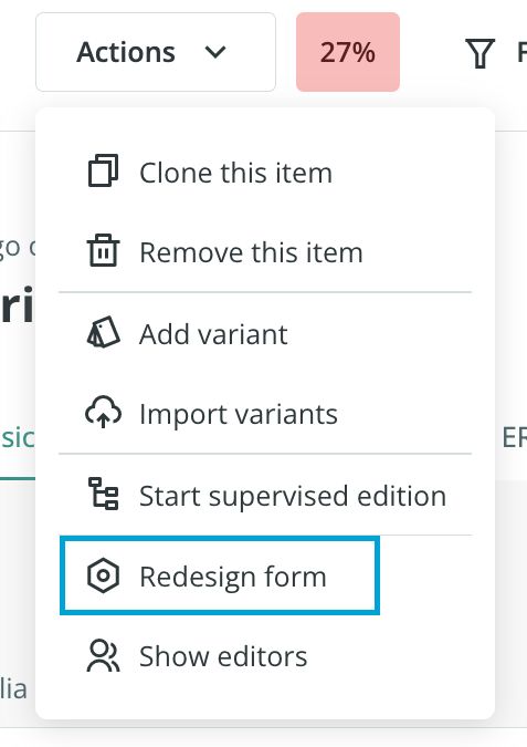 Redesign form option