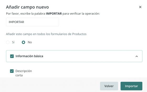 Importar campos no usado