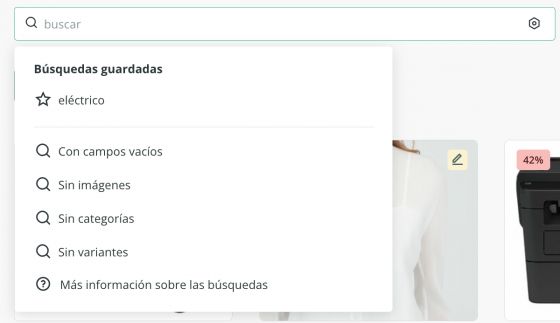 búsquedas guardadas en el buscador
