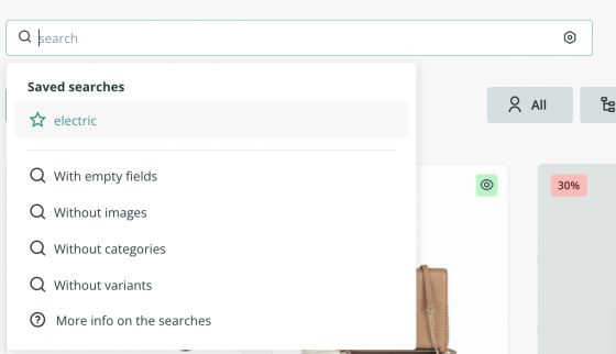 saved search on the search bar