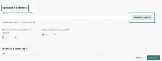 Opciones de plantilla