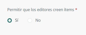 Permitir que los editores creen ítems