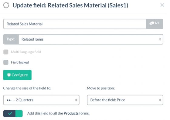 Establishing a relationship with a Sales Material Table.