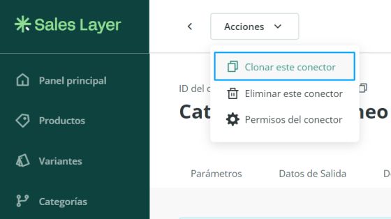 Opción de clonar un conector