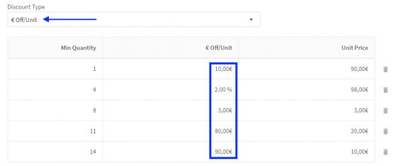 Bulk type selection