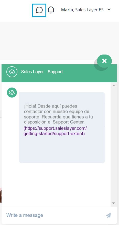 Mensaje de soporte