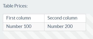 Example of a table type field 