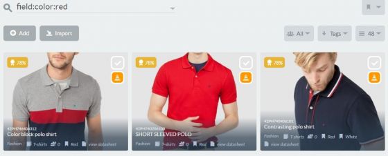 Searching for products when preparing to create tags