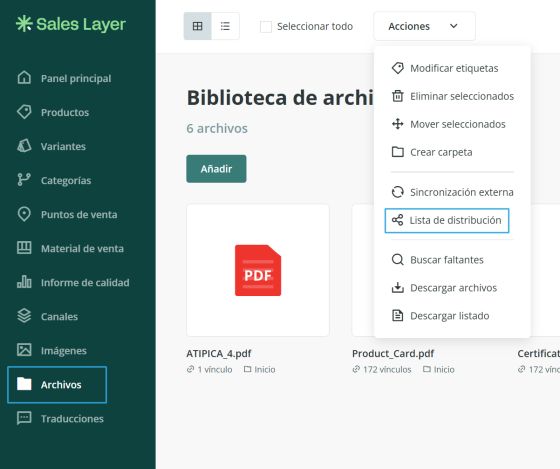 dist list archivos